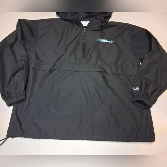 Champion Hooded Anorak Pullover - Black with Teal "Trailblazer" - Picture 5 of 9